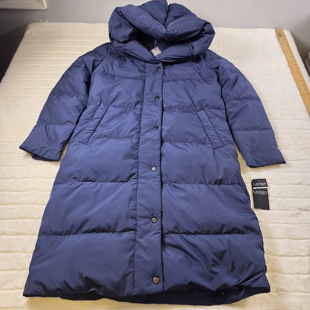 Lauren Ralph Lauren Pillow Hood Longline Down Puffer Jacket Womens P Medium